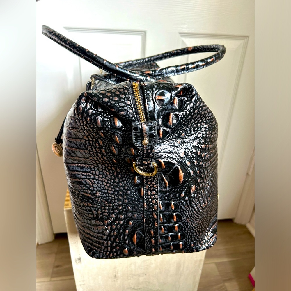EUC Brahmin LEATHER Croc-Embossed  CarryAll weekender bag in Dusk Melbourne - Picture 4 of 10